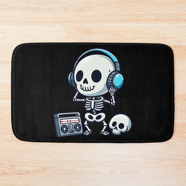 Item preview, Cute Skeleton Listening to Music - Adorable Musical Skeleton Illustration designed and sold by Kawaii-n-Spice.