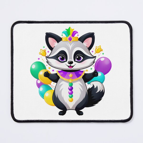 Item preview, A cheerful raccoon juggling Mardi Gras accessories, Mardi Gras Gifts. designed and sold by DADA635.