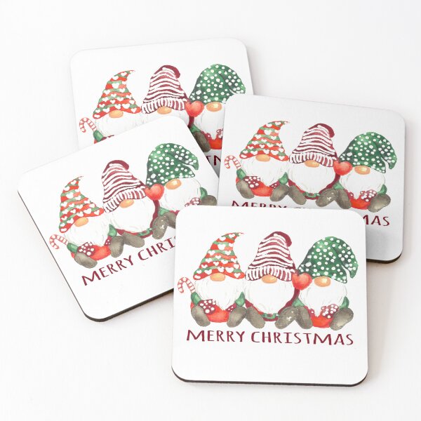 Item preview, Cute Santa Clauses in watercolor - the Christmas elves wish you a Merry Christmas designed and sold by RebeccaFreese.