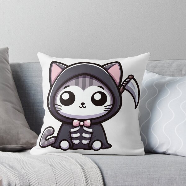 Item preview, Cute Grim Kitty - Adorable Cat with a Spooky Twist designed and sold by Kawaii-n-Spice.