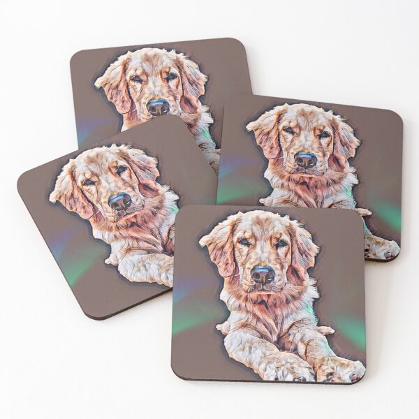 Item preview, Golden Retriever brown background aurora borealis designed and sold by raymishop.