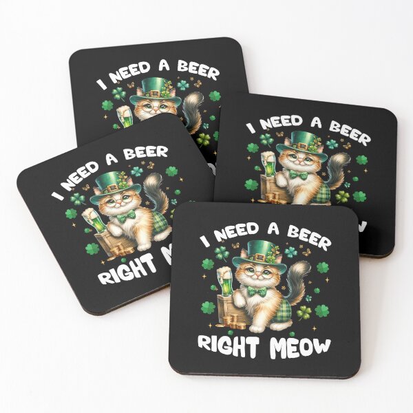 Item preview, I need a beer right meow St patricks day Leprechaun Cat  designed and sold by Be Cool (5.0) ⭐⭐⭐⭐⭐.