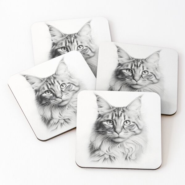 Item preview, Black and white cat pencil drawing designed and sold by Pencil-Art.