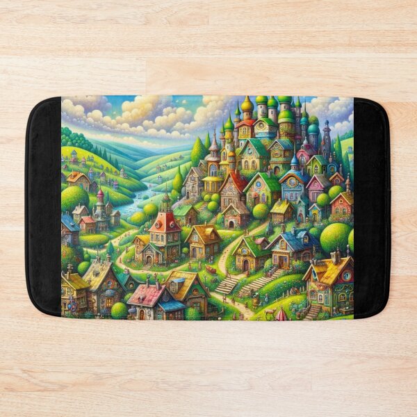 Item preview, Whimsical Village Life designed and sold by BestArtByArvind.