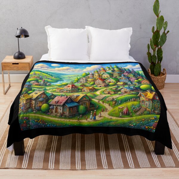 Item preview, Whimsical Village Life designed and sold by BestArtByArvind.