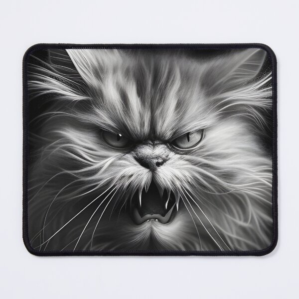 Item preview, Black and white angry cat pencil drawing designed and sold by Pencil-Art.