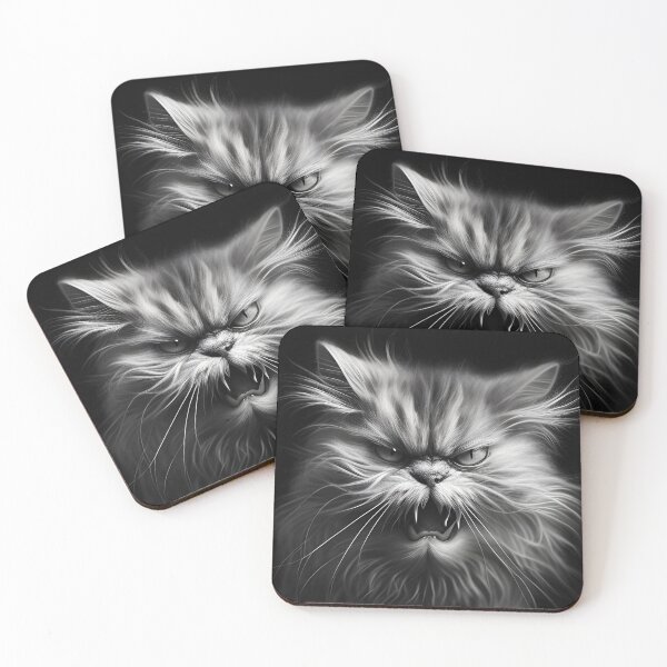 Item preview, Black and white angry cat pencil drawing designed and sold by Pencil-Art.