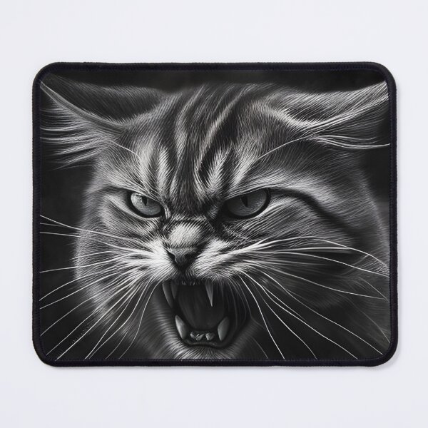 Item preview, Black and white angry cat pencil drawing designed and sold by Pencil-Art.