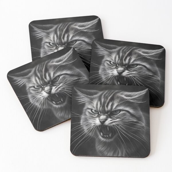 Item preview, Black and white angry cat pencil drawing designed and sold by Pencil-Art.