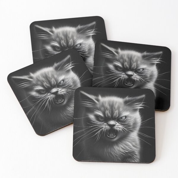 Artikelvorschau, Schwarz-weiße Bleistiftzeichnung einer wütenden Katze entworfen und verkauft von Pencil-Art.