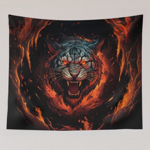 Item preview, Tiger In Flames designed and sold by letsgetinspired.