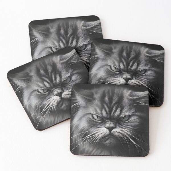 Item preview, Black and white angry cat pencil drawing designed and sold by Pencil-Art.