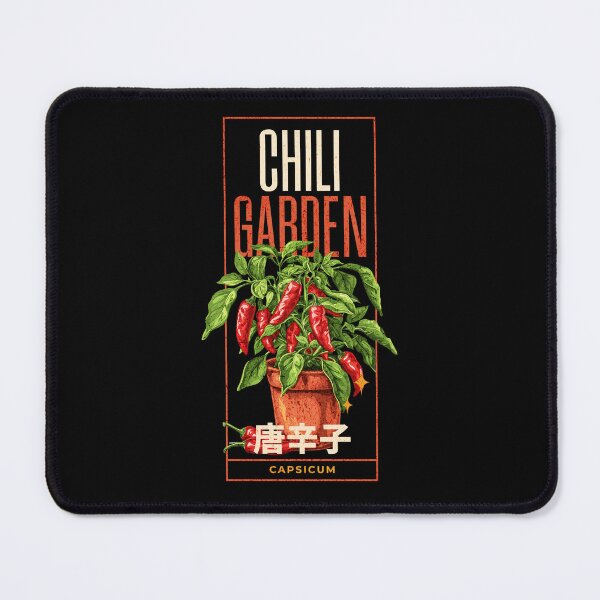 Item preview, Chili garden design with a chili plant, CAPSICUM, chili fruits and japanese text japanese Typography  designed and sold by Dahlann.