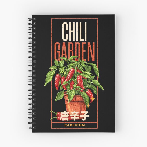 Item preview, Chili garden design with a chili plant, CAPSICUM, chili fruits and japanese text japanese Typography  designed and sold by Dahlann.