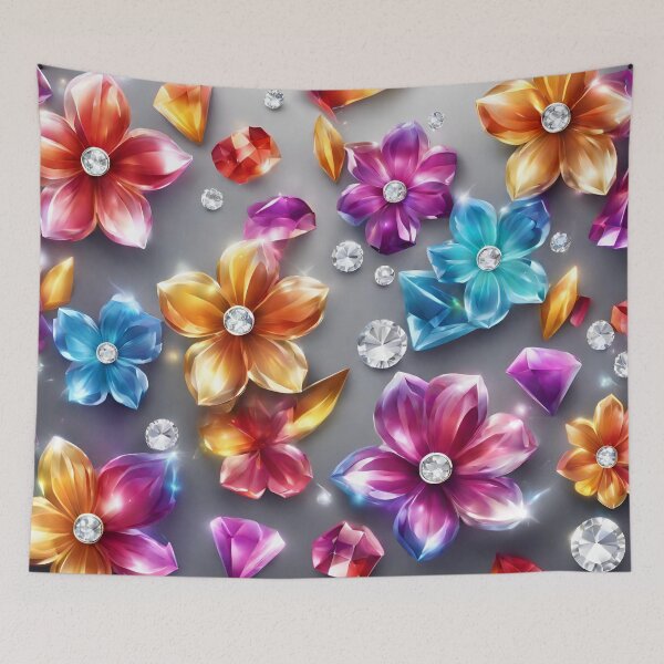 Item preview, Diamond flowers on a gray background designed and sold by SweetRossel.
