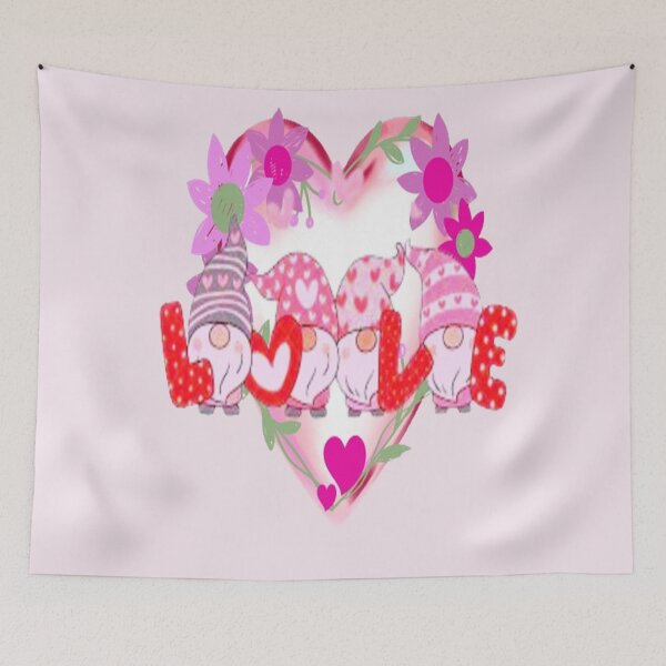 Item preview, Love Gnomes Heart and Flowers, Cute Lettering Design , Bee Mine For Valentine, Everyday My Valentine, you will live on in my heart designed and sold by Adri Barnard.