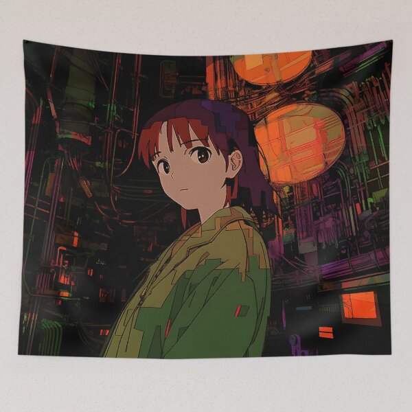Item preview, Wired Realities Unveiled: Serial Experiments Lain Fan Art, Cyberpunk Anime, and Virtual Reality Mysteries designed and sold by InsaneLEDP1994.