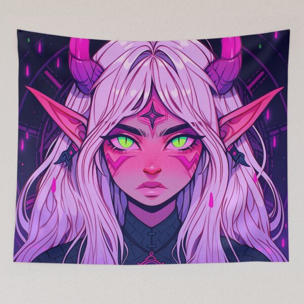 Item preview, Neon Fantasy Gothic Elf Anime Girl designed and sold by bubblegoth.