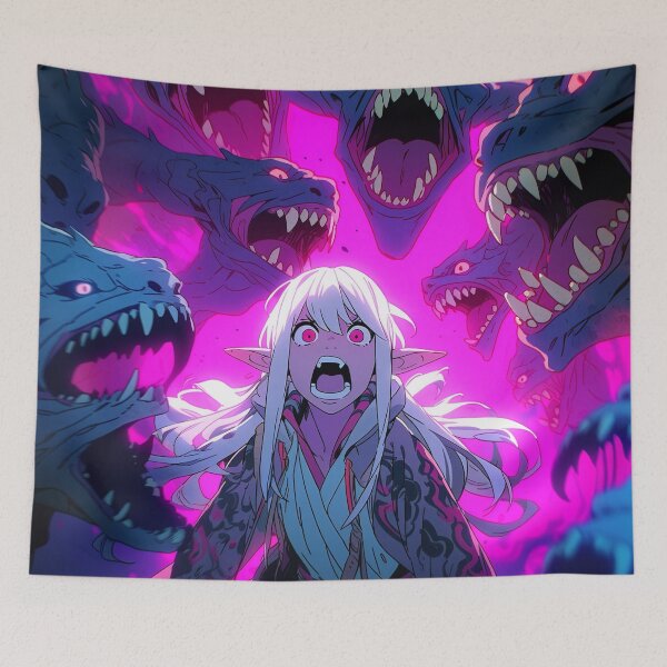 Item preview, Epic Fantasy Dragon Attack Anime Girl designed and sold by bubblegoth.