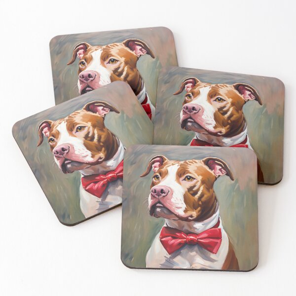 Item preview, Pit Bull Dog Portrait in Red Bow Tie designed and sold by Futurebeachbum.