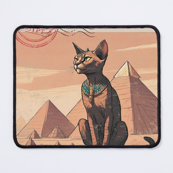Item preview, Circa 2700 B.C. Vintage Sphinx Cat and Pyramids of Giza designed and sold by CuriousMax.