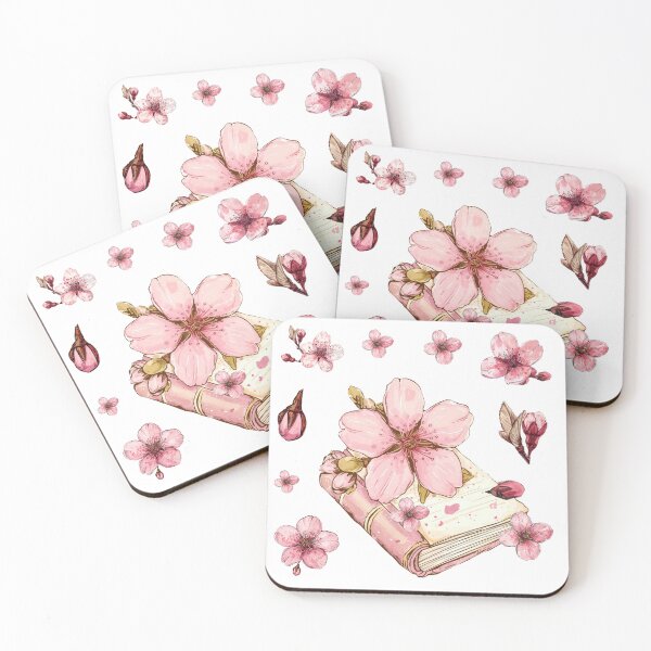 Item preview, Sakura cherry blossoms fall on book - watercolor designed and sold by FlowersColorful.