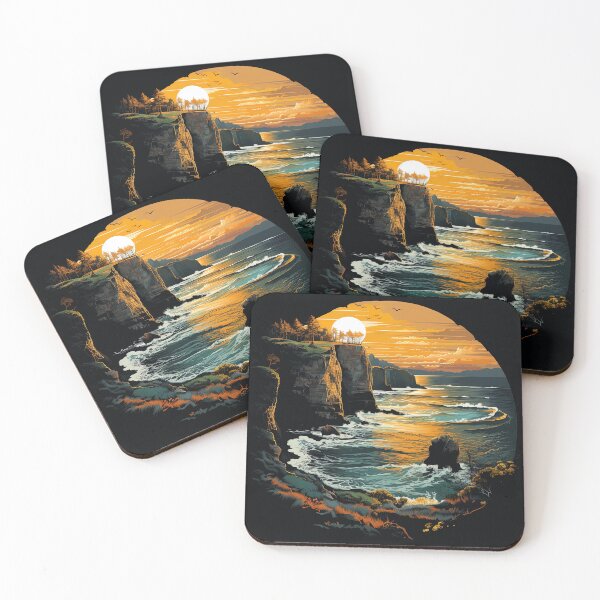Item preview, arty cliffs with a sunset designed and sold by artyficial-.