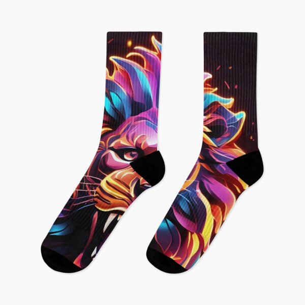 Item preview, Roaring Neon Majesty: The Electric Jungle King designed and sold by ArtComixHaven.