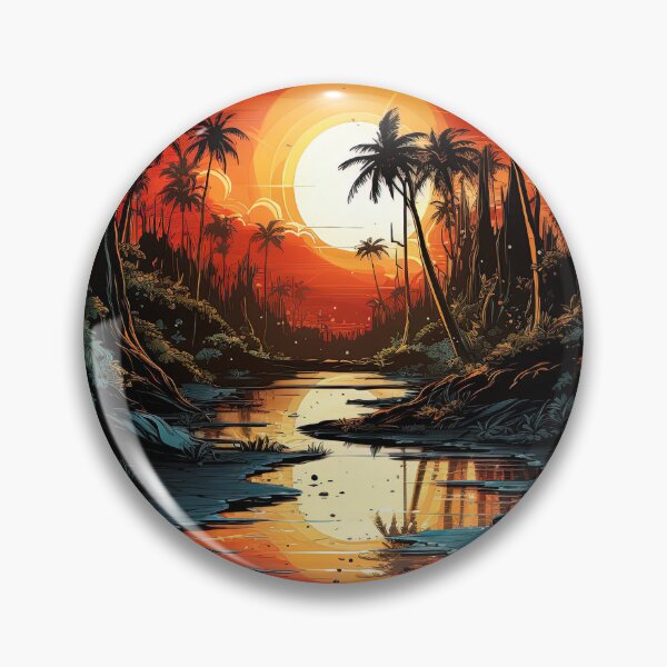 Item preview, palm trees landscape at dusk designed and sold by artyficial-.