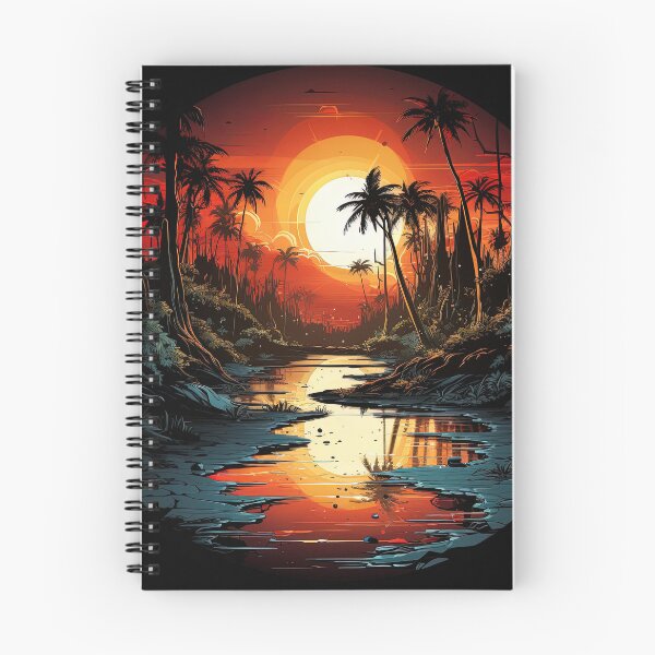 Item preview, palm trees landscape at dusk designed and sold by artyficial-.
