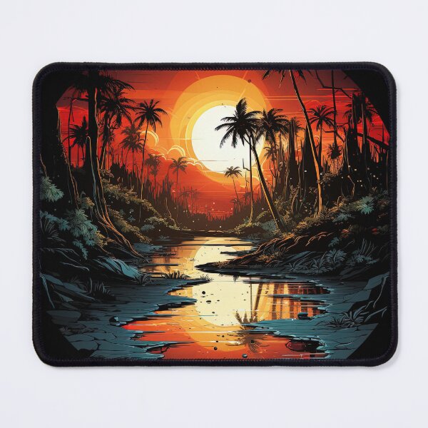 Item preview, palm trees landscape at dusk designed and sold by artyficial-.