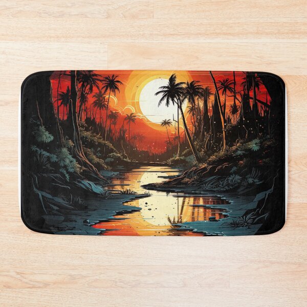 Item preview, palm trees landscape at dusk designed and sold by artyficial-.