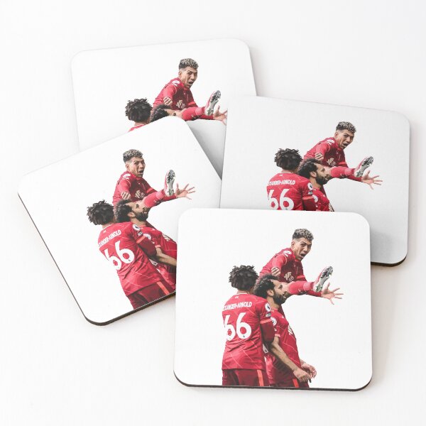 Item preview, liverpool players goal celebration sticker, mo salah, roberto firmino, and Alexander-Arnold celebration sticer for football lovers designed and sold by PharaonicArtist.