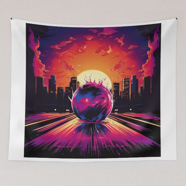 Item preview, playing bowling with a sunrise over the city designed and sold by artyficial-.