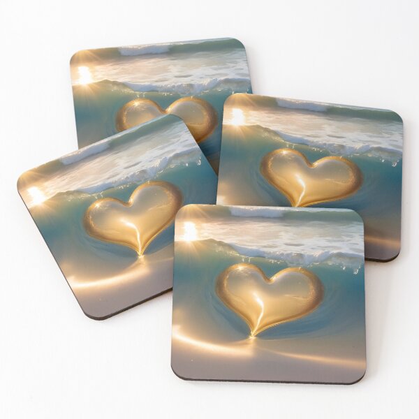 Item preview, Golden Heart's Shoreline Serenade designed and sold by AI-Only Creations.
