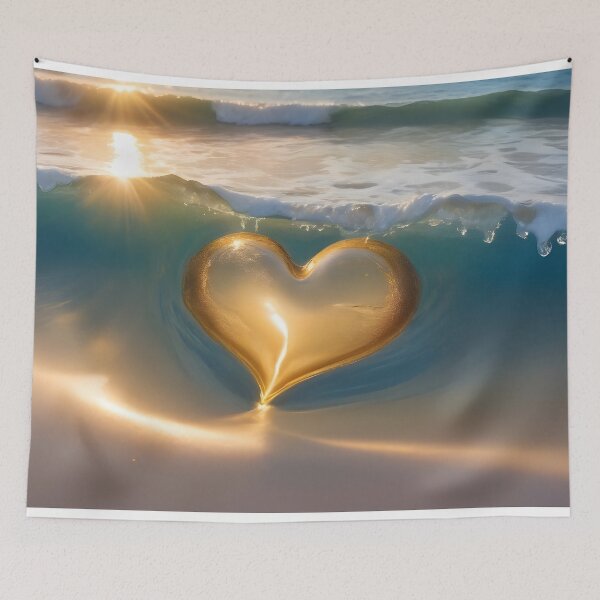 Item preview, Golden Heart's Shoreline Serenade designed and sold by AI-Only Creations.
