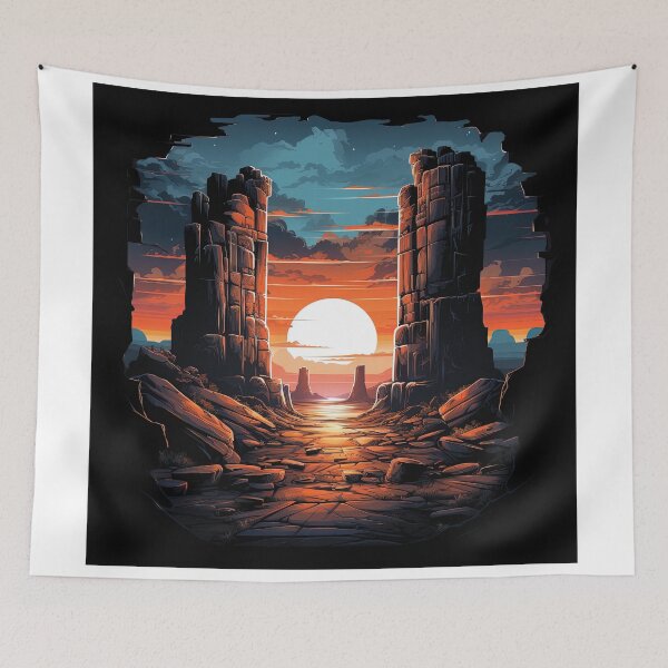 Item preview, sandstone pillards landscape with a sunset designed and sold by artyficial-.