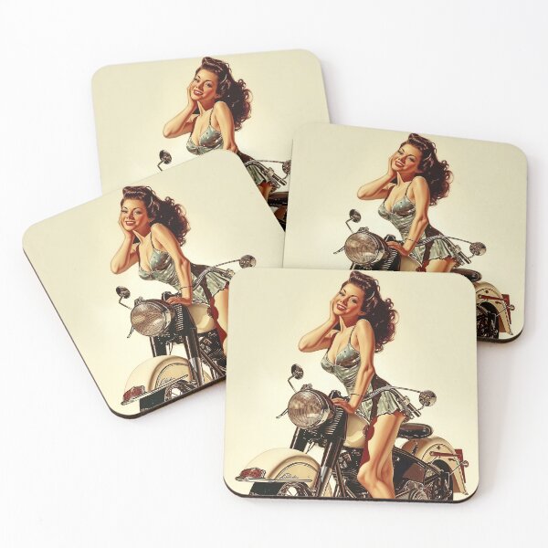 Item preview, Vintage PinUp Girl with Motorcycle designed and sold by paulosully.