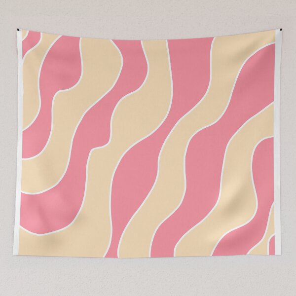 Item preview, cuadro de líneas irregulares rellenas con color rosa y beige designed and sold by ArtKar.