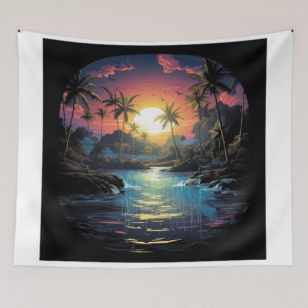 Item preview, thermal pools with palm trees designed and sold by artyficial-.