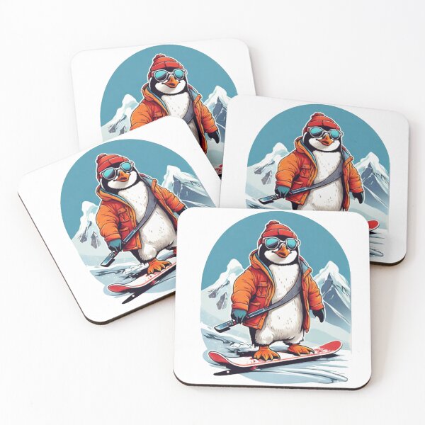 Item preview,  brave penguin snowboarding in the mountains designed and sold by Karaz's Animal Kingdom.