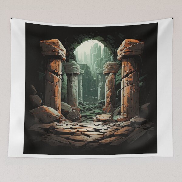 Item preview, sandstone pillars in a cave during moonlight designed and sold by artyficial-.