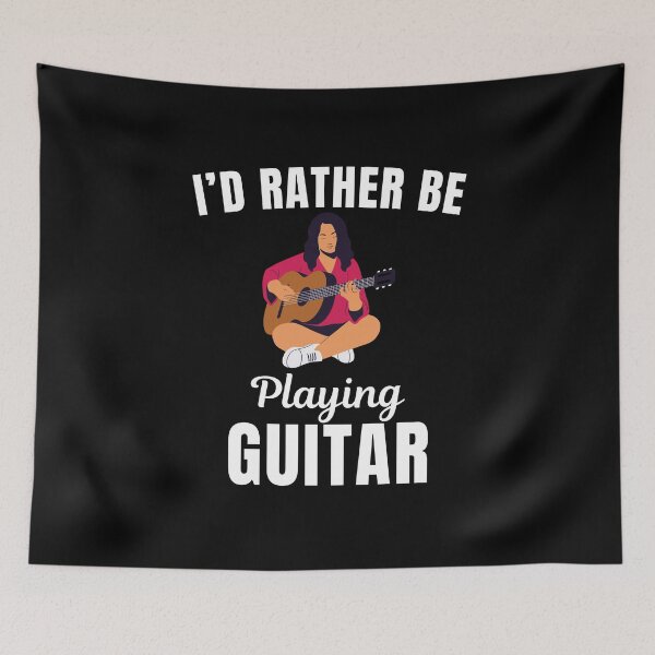 Item preview, I'd rather be playing guitar, funny guitarist, guitar instrument players lovers and musicians saying or quote designed and sold by NBSStore.