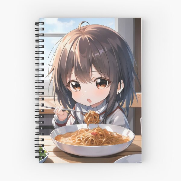 Item preview, Chibi Anime Girl Eating Spaghetti designed and sold by KeyDesignDecor.