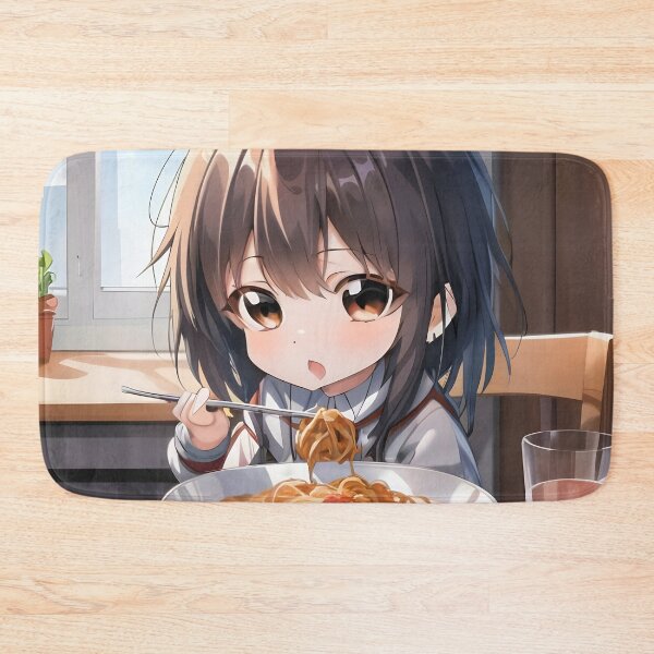 Item preview, Chibi Anime Girl Eating Spaghetti designed and sold by KeyDesignDecor.