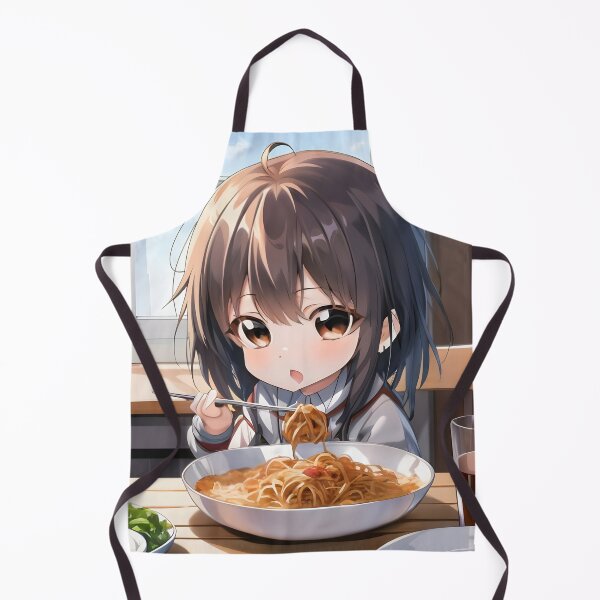 Item preview, Chibi Anime Girl Eating Spaghetti designed and sold by KeyDesignDecor.