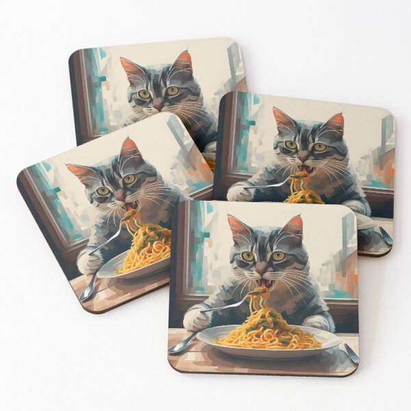 Item preview, Cat Eating Spaghetti designed and sold by KeyDesignDecor.