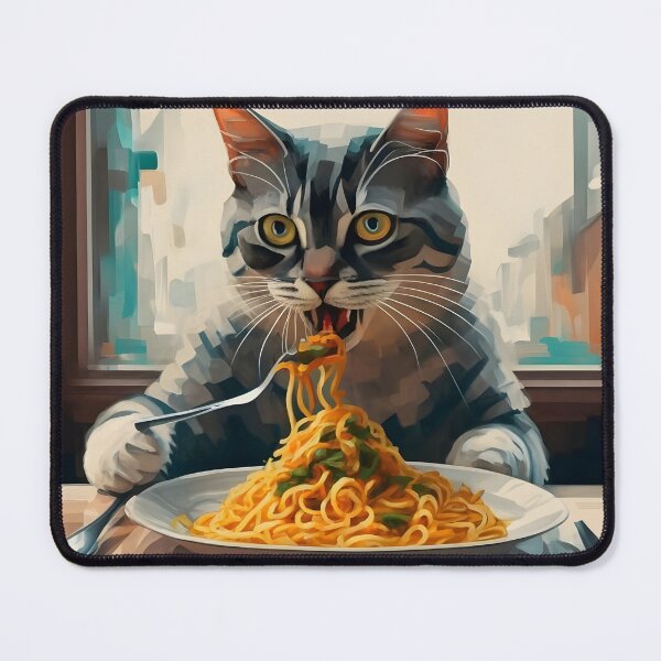 Item preview, Cat Eating Spaghetti designed and sold by KeyDesignDecor.