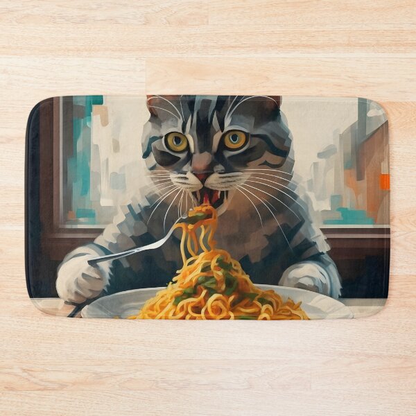 Item preview, Cat Eating Spaghetti designed and sold by KeyDesignDecor.