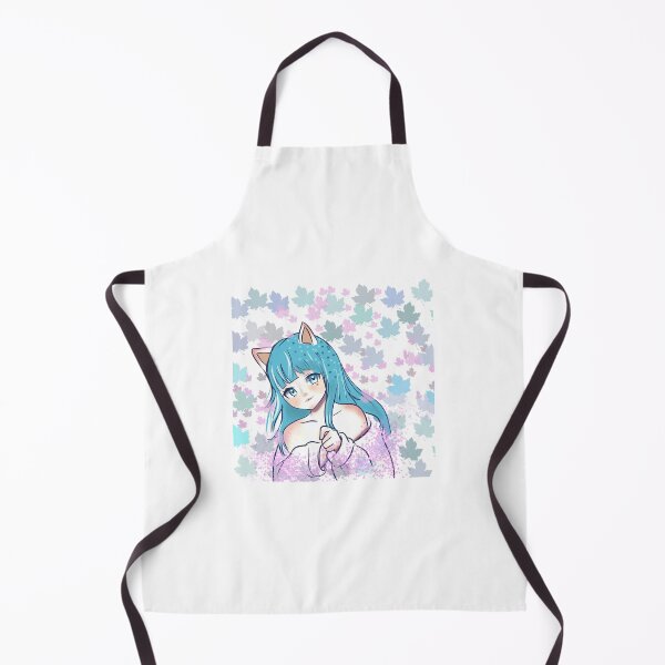 Item preview, girl with cat ears and blue hair and autumn flowers designed and sold by Francycleide Campos.